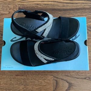 Skechers Sling Back Wedge Sandals-Rumble in Chart Topper